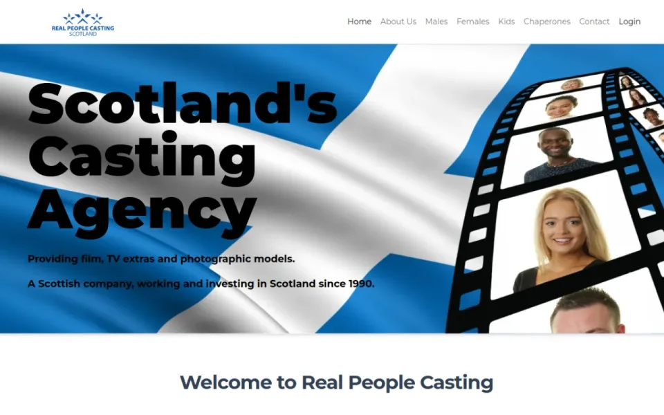 Real People Casting website home page
