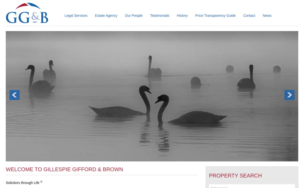 Law firm and estate agency website for Gillespie Gifford & Brown