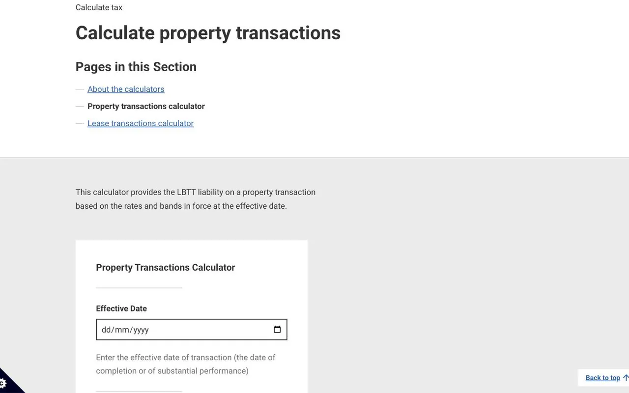 LBTT tax calculators for Revenue Scotland